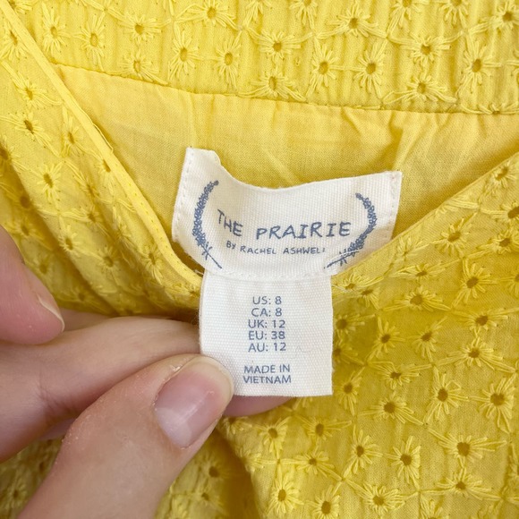 The Prairie by Rachel Ashwell Women's Yellow Spaghetti Strap Eyelet Midi Dress 8 - Picture 14 of 15